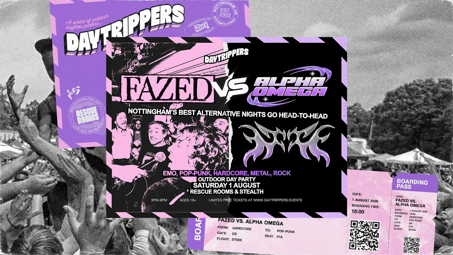 Daytrippers: FAZED vs. ALPHA OMEGA — Outdoor Day Party!