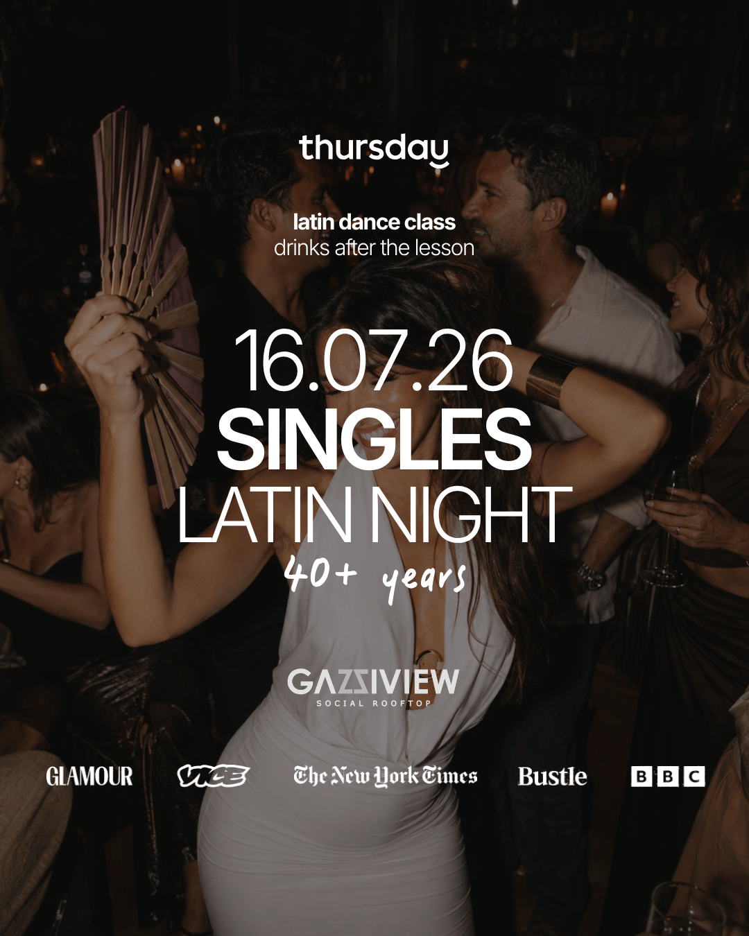 Thursday | Singles Latin Night | 40+ | Gazi