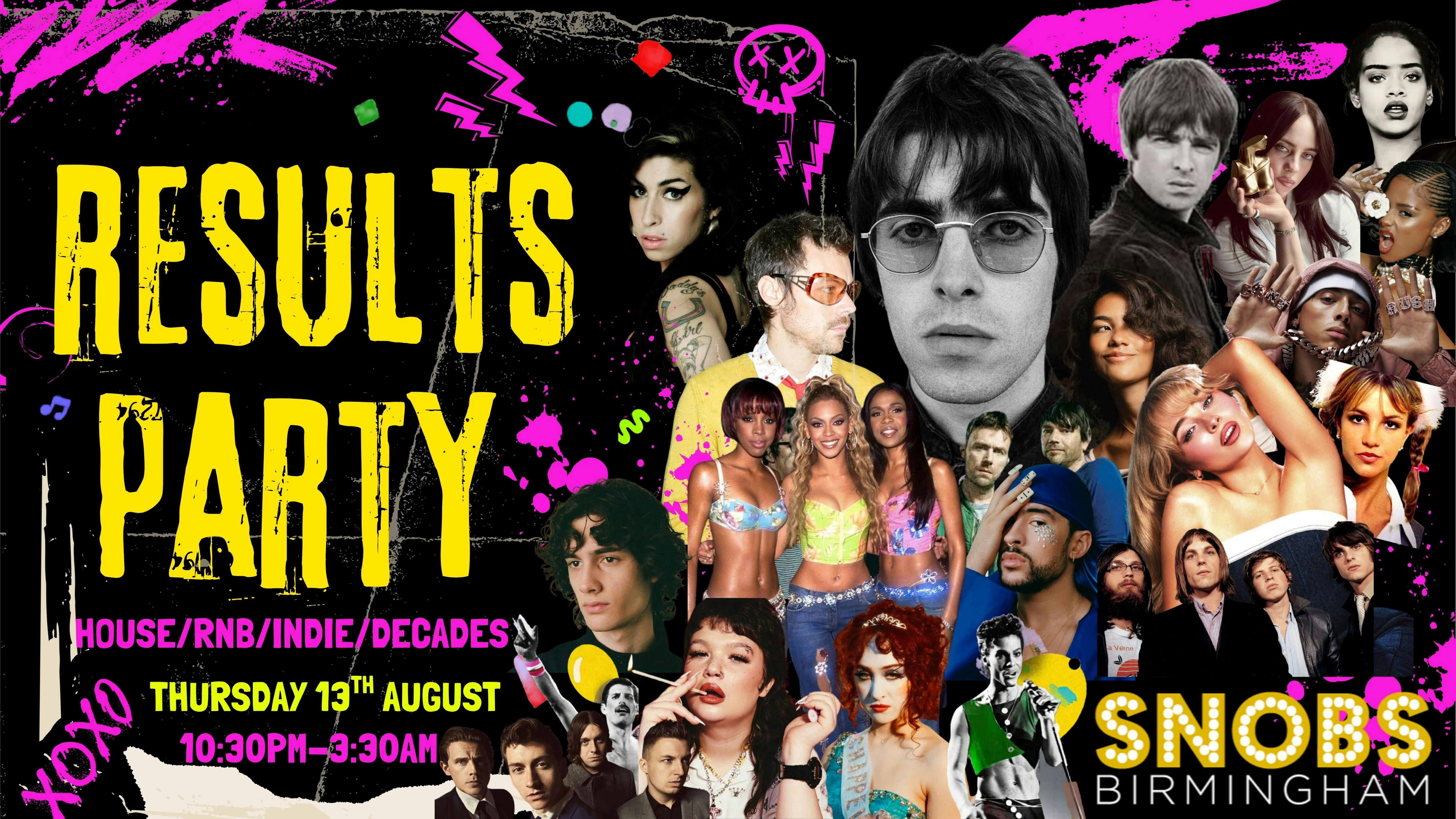 Snobs A-Level Results Party –  – Birmingham A-level results celebration 13th August 2026