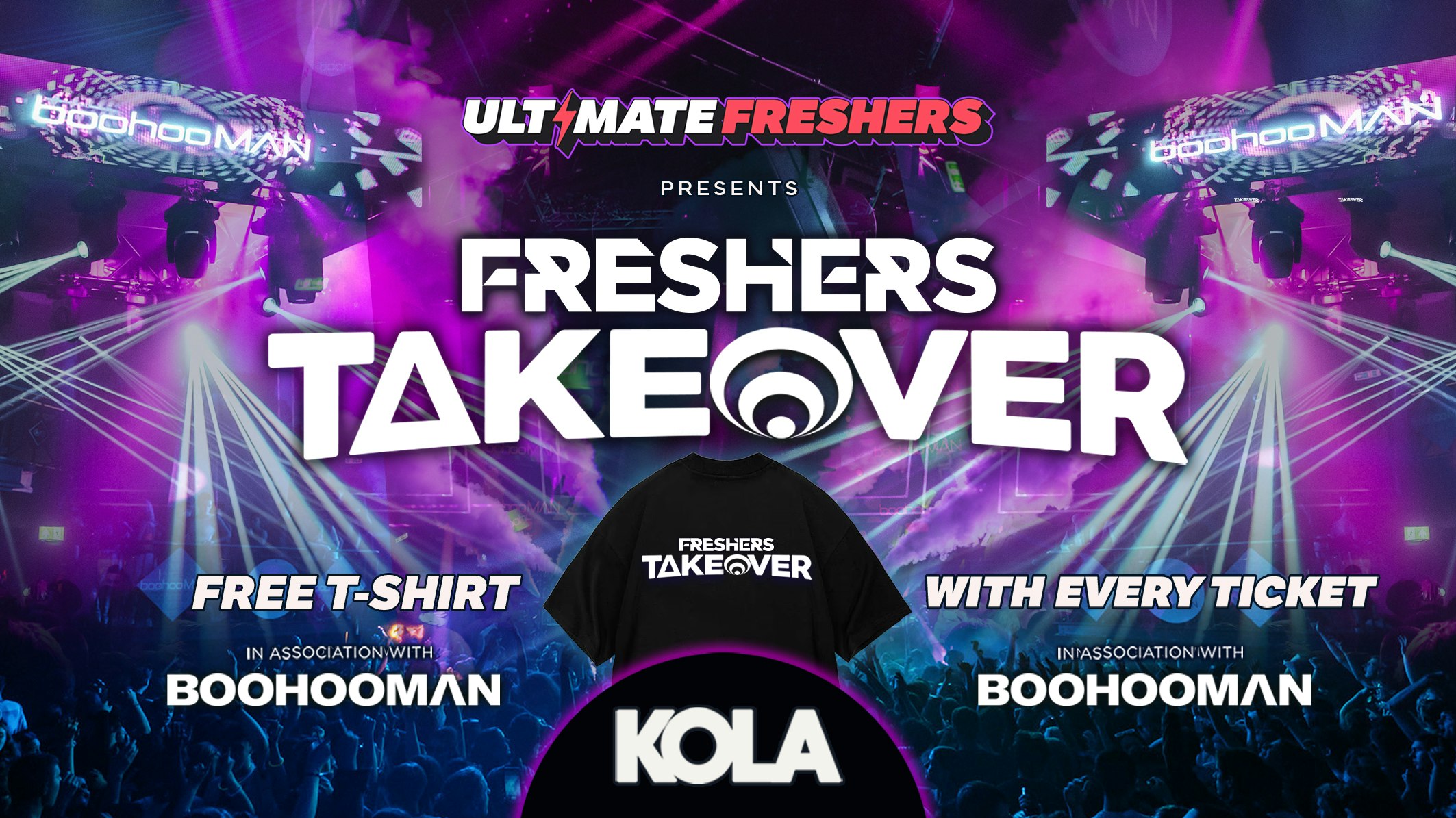 FRESHERS TAKEOVER PORTSMOUTH 2026 ⚡️Official Student Partners with BoohooMAN 👕 FREE T-Shirt with Every Ticket! ⚡Sold Out 15 years Running!