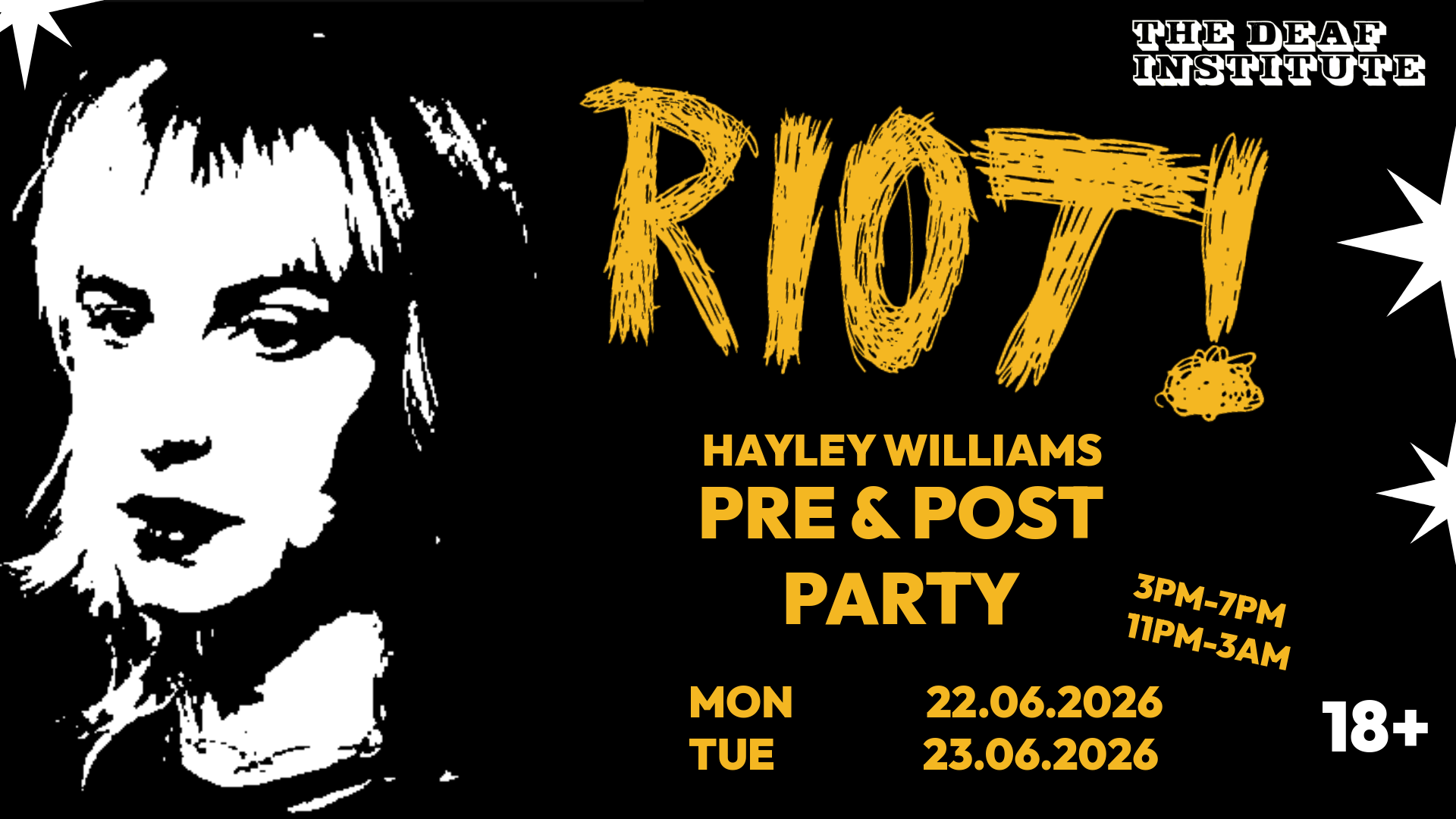 RIOT! – HAYLEY WILLIAMS PRE/POST PARTY