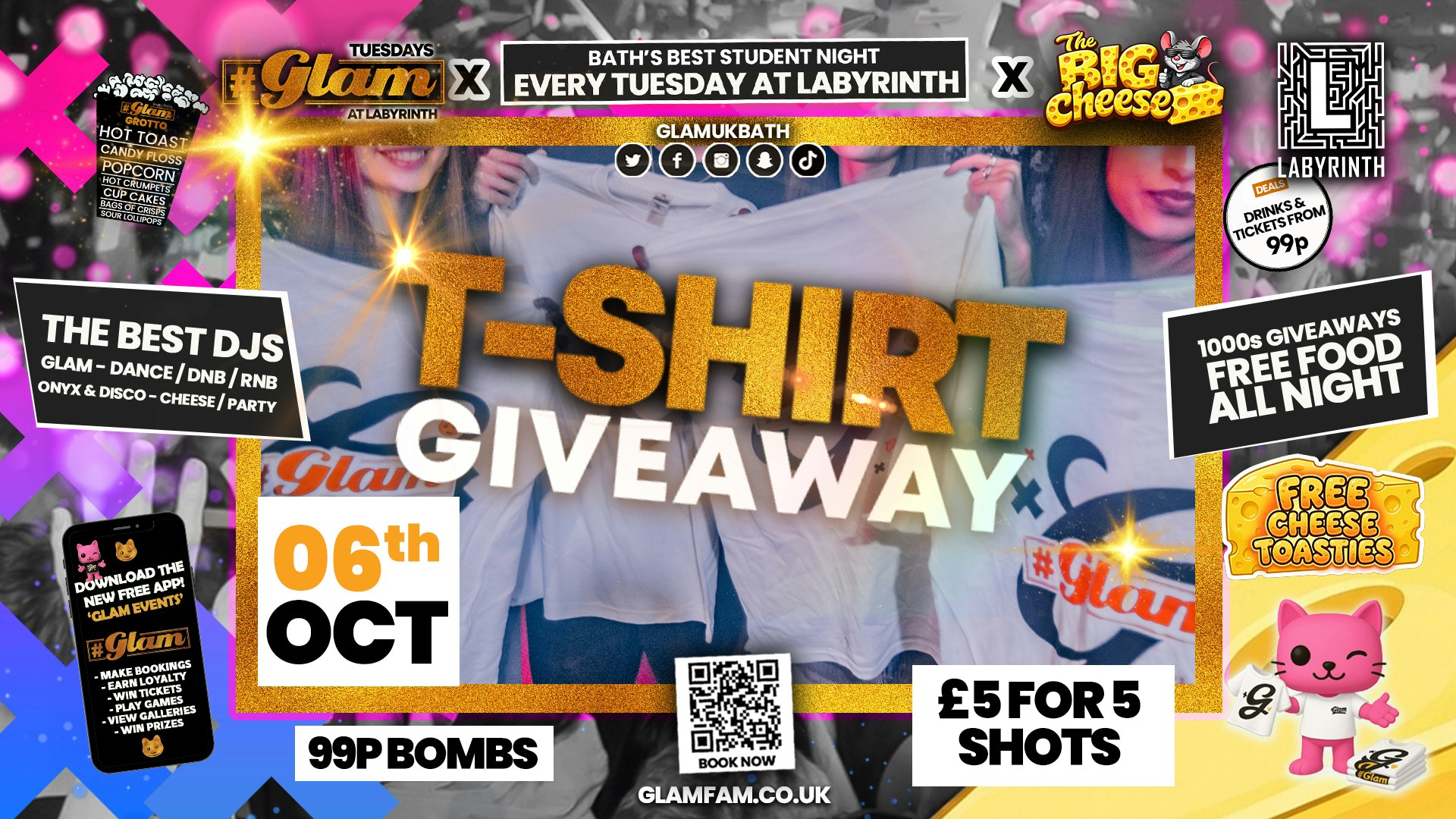😻  GLAM x The BIG CHEESE 🧀 2 Brands – One HUGE NIGHT! 🤯| 👕👕 T SHIRT GIVEAWAY!! 👕👕 Tickets and Drinks from 99p!‼️
