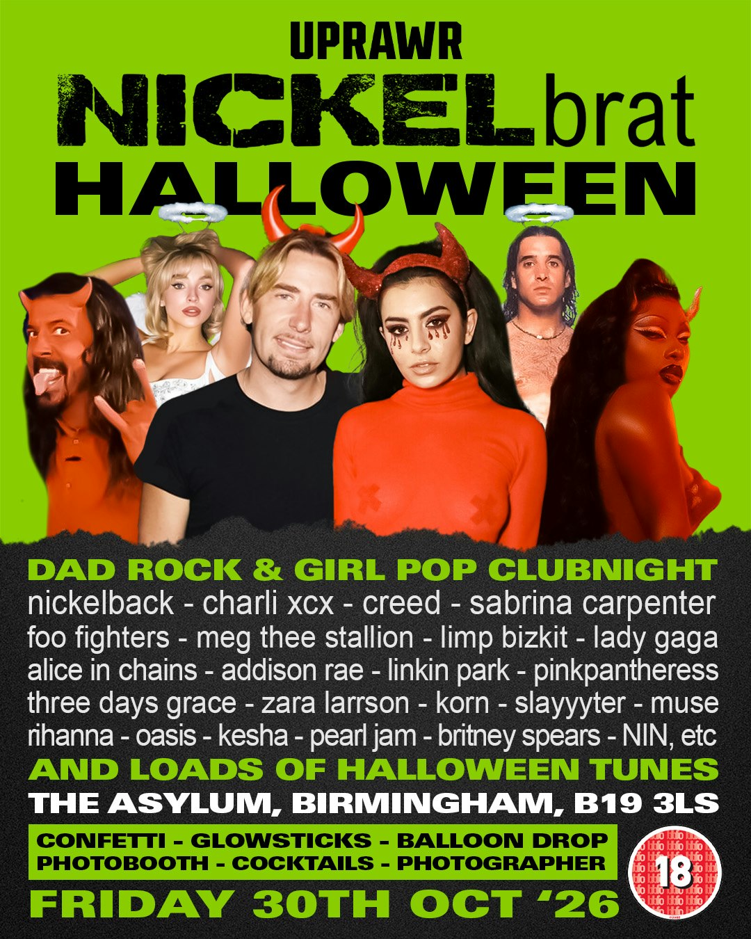 Nickelbrat Halloween – Girl Pop & Hyper Pop vs 90s/2000s Dad Rock Halloween Clubnight! 🎃👻🍬🦇💀🧡