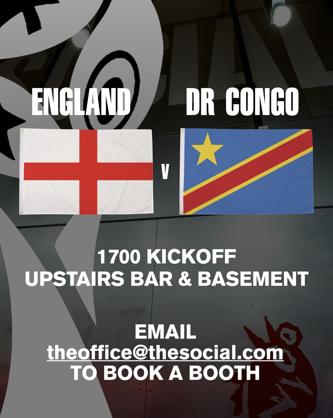 WORLD CUP 2026: England v DR Congo (Bar & Basement)