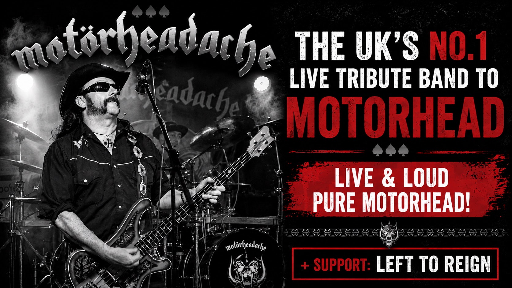 🤘🏼☠️ Motörhead/Heavy Metal Night ft Motörheadache UK – the definitive tribute + Special Guests Left To Reign