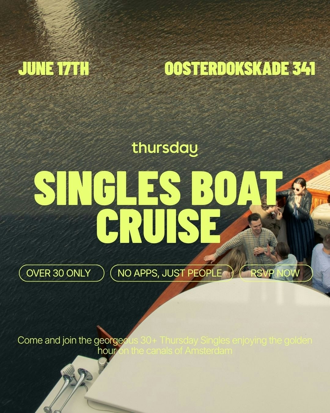 Wednesday |  Singles ONLY Boat Cruise (30+) | Amsterdam