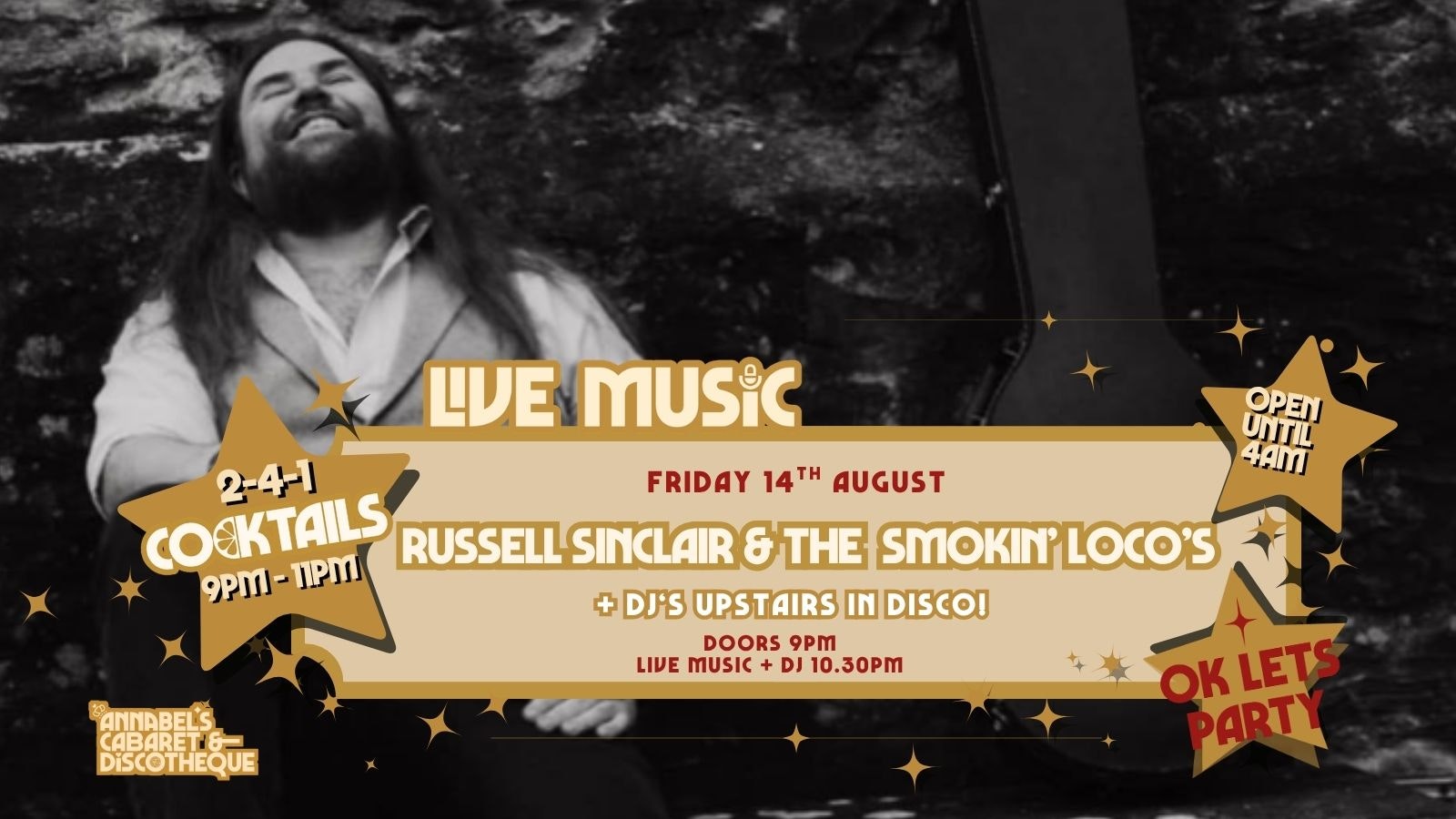 Live Music: RUSSEL SINCLAIR & THE SMOKIN LOCOS // Annabel’s Cabaret & Discotheque