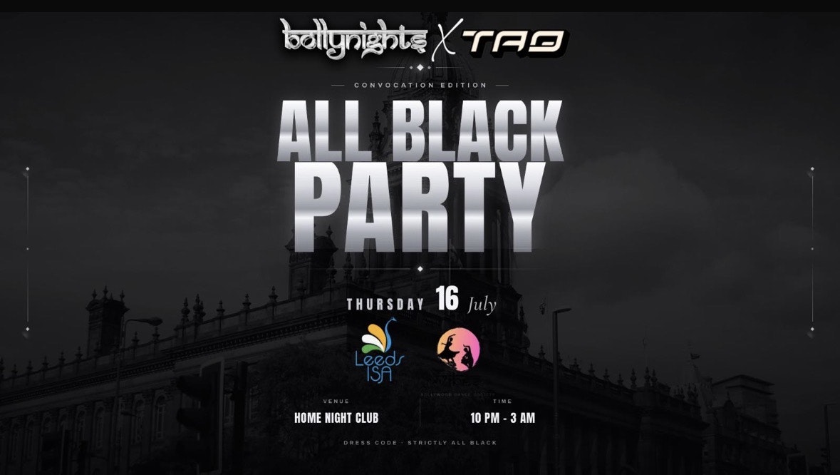 Leeds Bollynights  – All black Party convocation edition | 16th July | Home