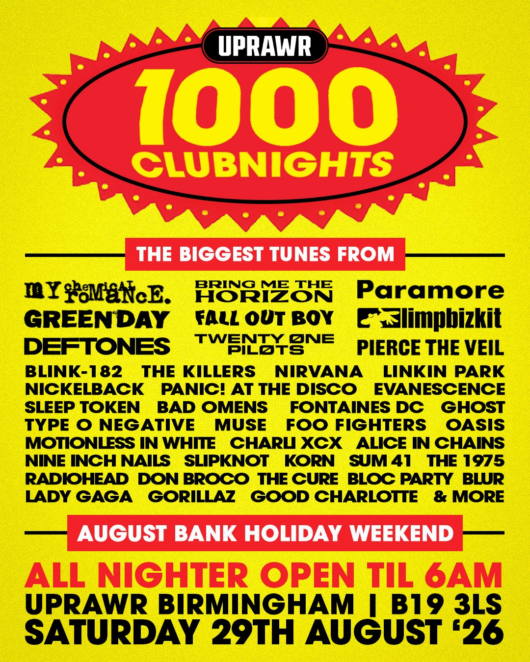 UPRAWR 1000 Clubnights: August Bank Holiday Weekend All Nighter