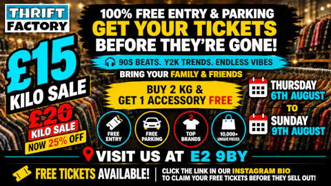 East London Vintage Kilo Sale | £15/KG Thrift Event|6th Aug To 9th Aug