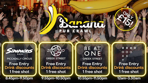 Ending at The Roxy - 4 venues - Banana Pub Crawl London