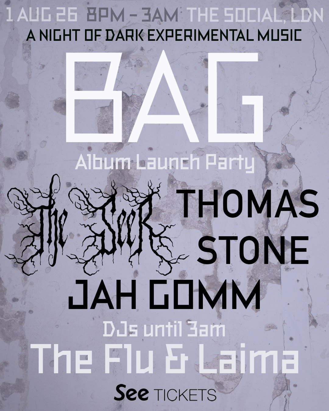 BAG Album Launch Party with The Seer, Thomas Stone & JAH GOMM