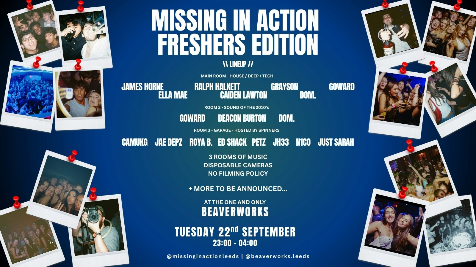 MISSING IN ACTION – FRESHERS EDITION @ BEAVERWORKS