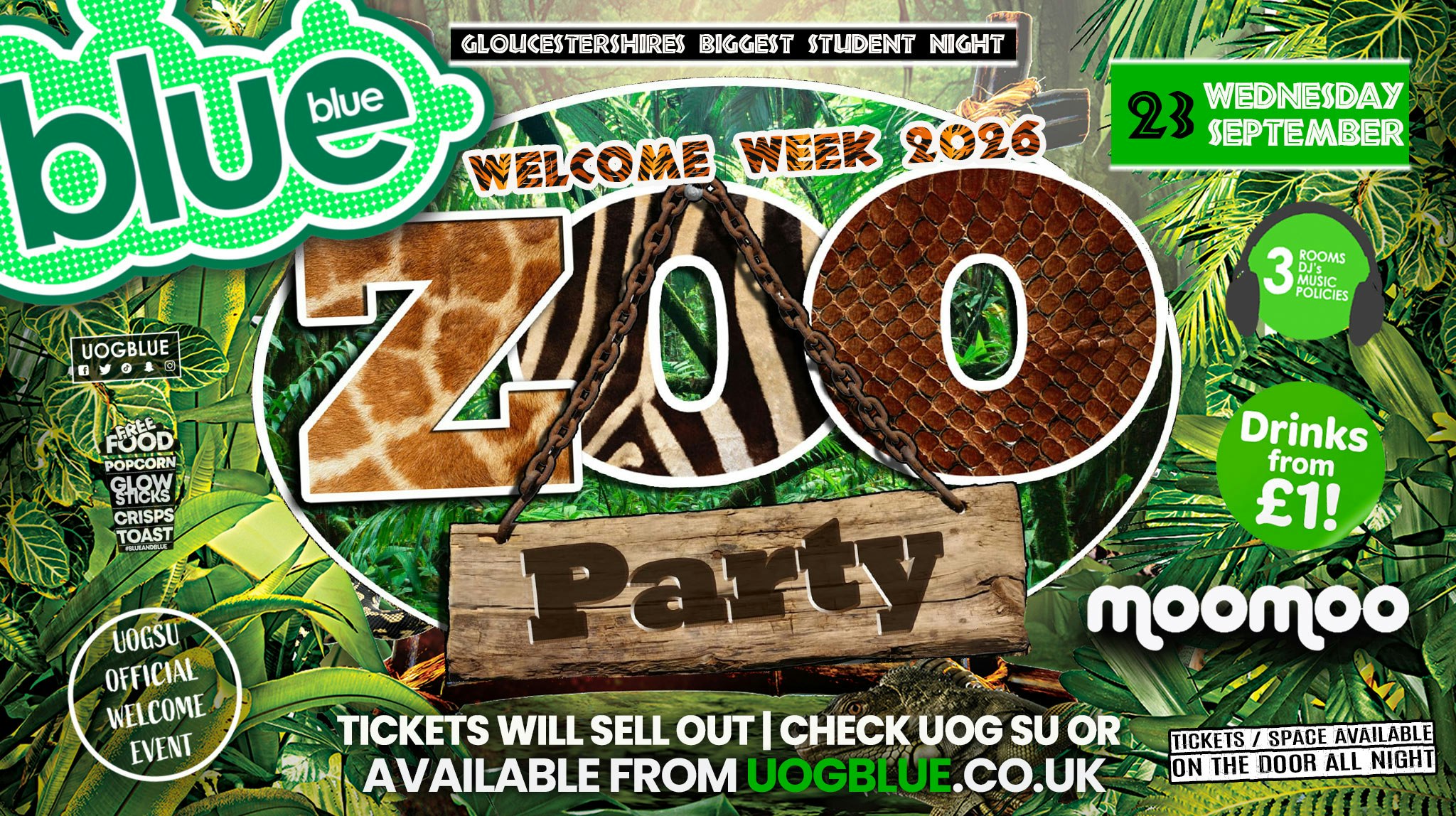 Blue & Blue Wednesdays | 🐾 OFFICIAL WELCOME ZOO PROJECT! 🐾 Gloucestershire’s Biggest Student Night! 🤯