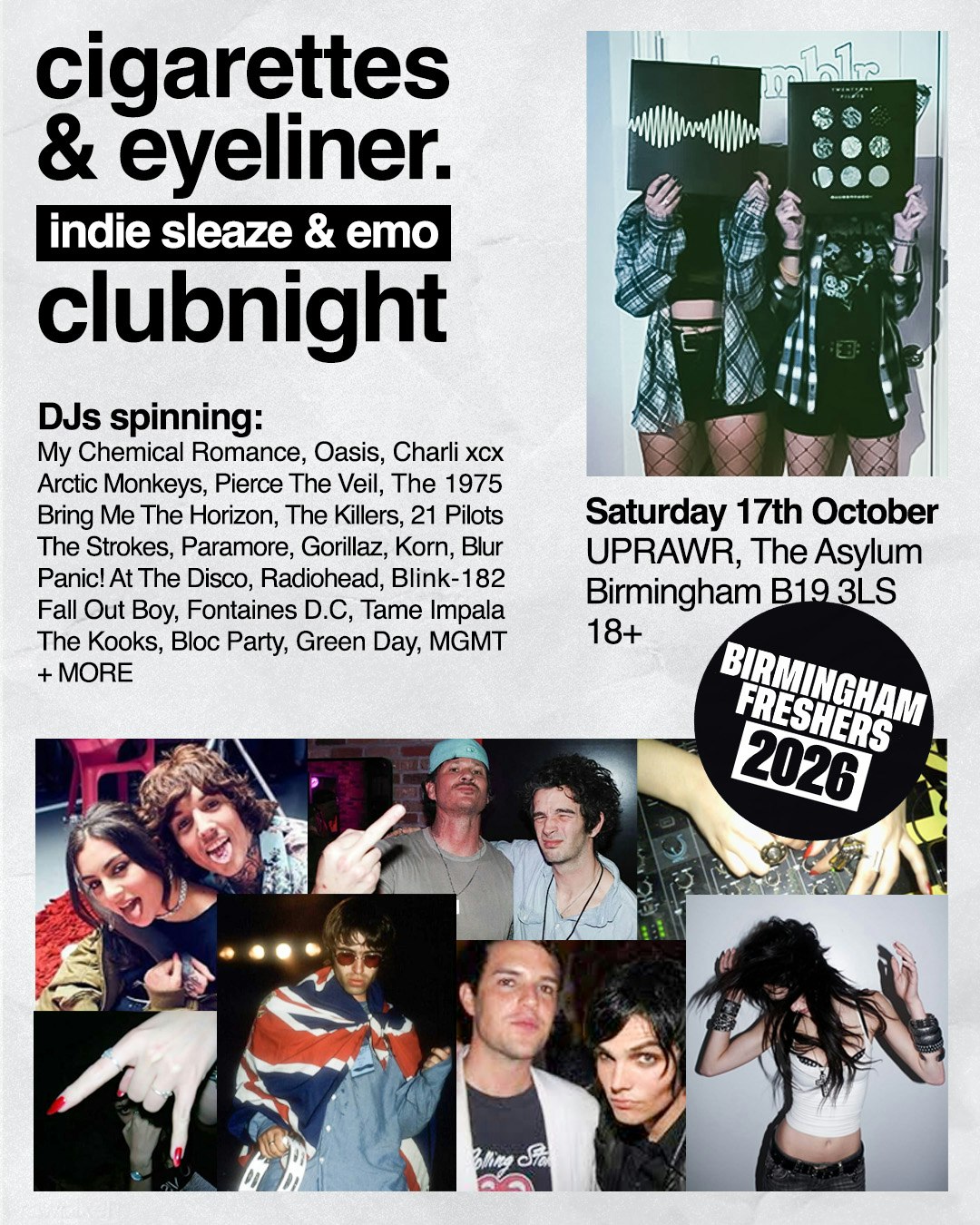 Cigarettes and Eyeliner 🖤 Indie Sleaze & Emo Clubnight ✨ Freshers 2026 🪩