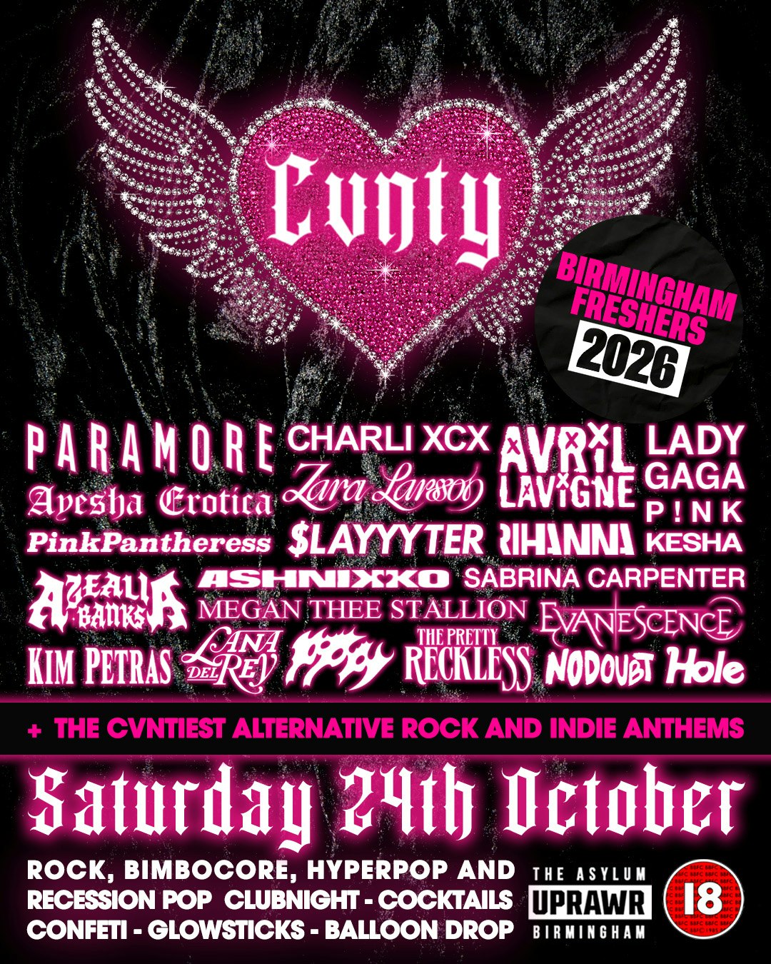 CVNTY 💅💄 Girly Pop, Rock, Bimbocore and Hyper Pop Clubnight 👠 Freshers 2026 🦋