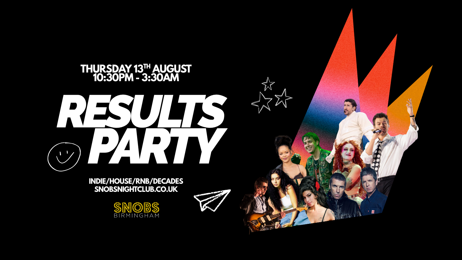 Snobs A-Level Results Party –  – Birmingham A-level results celebration 13th August 2026