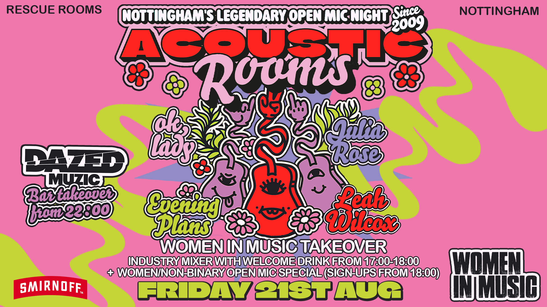 Acoustic Rooms – Women In Music Takeover 🌴 Nottingham’s legendary open mic night