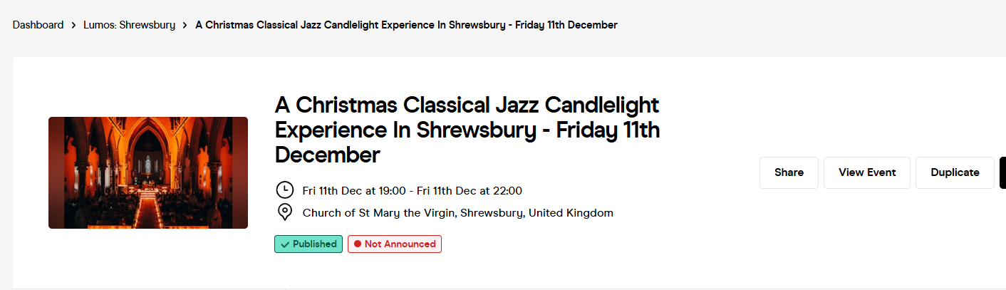 A Christmas Classical Jazz Candlelight Experience In Shrewsbury – Friday 11th December