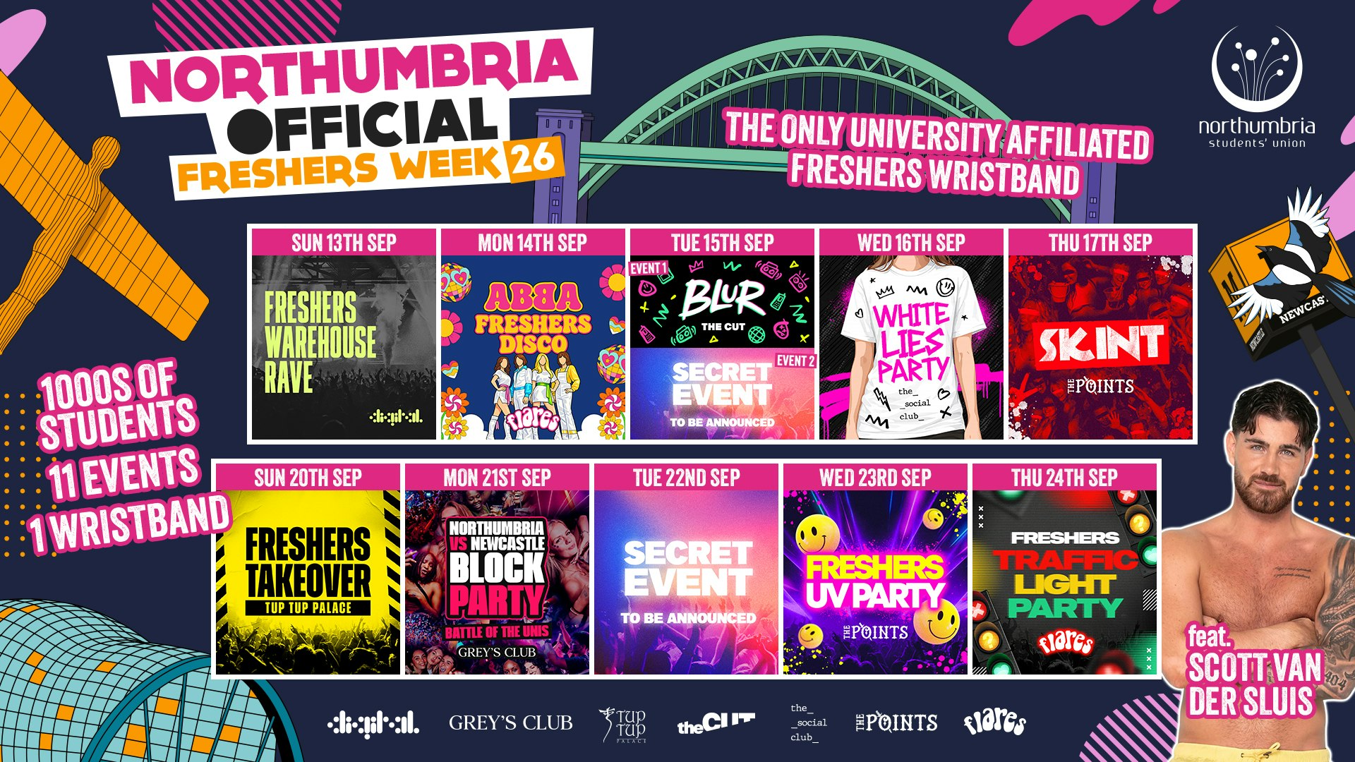 THE OFFICIAL NORTHUMBRIA UNIVERSITY FRESHERS WRISTBAND – INCLUDES MOVE IN WEEK + THE OFFICIAL FRESHERS WEEK! 2 WEEKS FOR THE PRICE OF 1!
