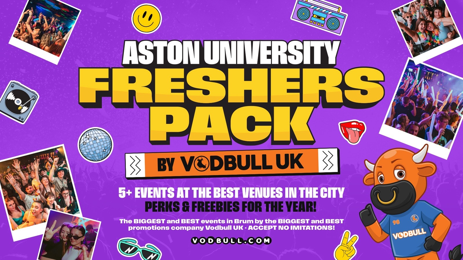 WELCOME TO BIRMINGHAM FRESHERS SPECIAL 2026⭐️ 🔟 MASSIVE EVENTS, 1️⃣ TICKET] The Vodbull UK Aston Uni Freshers Pack!
