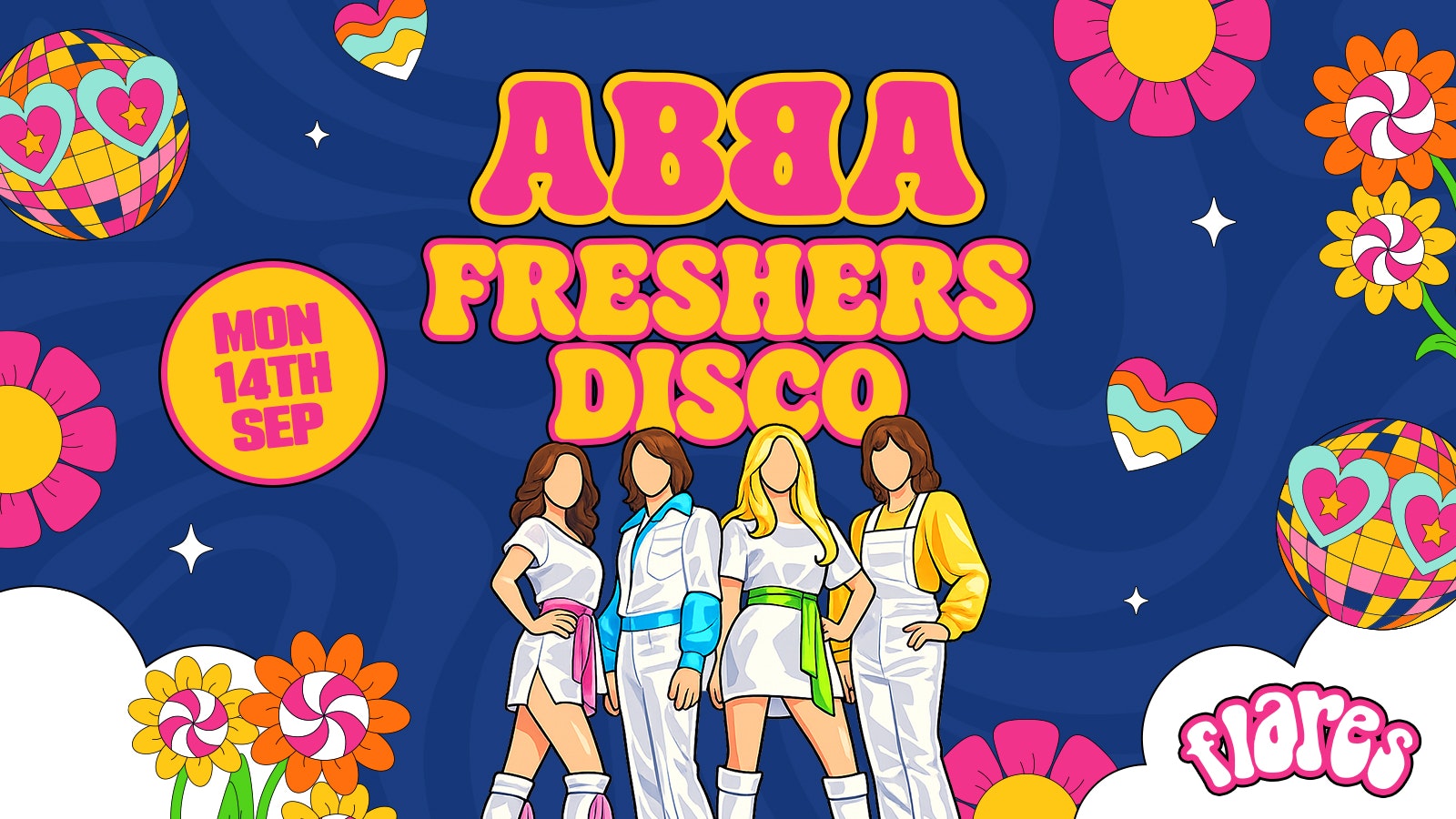 ABBA FRESHERS DISCO 🕺  //  FLARES  // MON 14TH SEP – In association with Northumbria Students’ Union