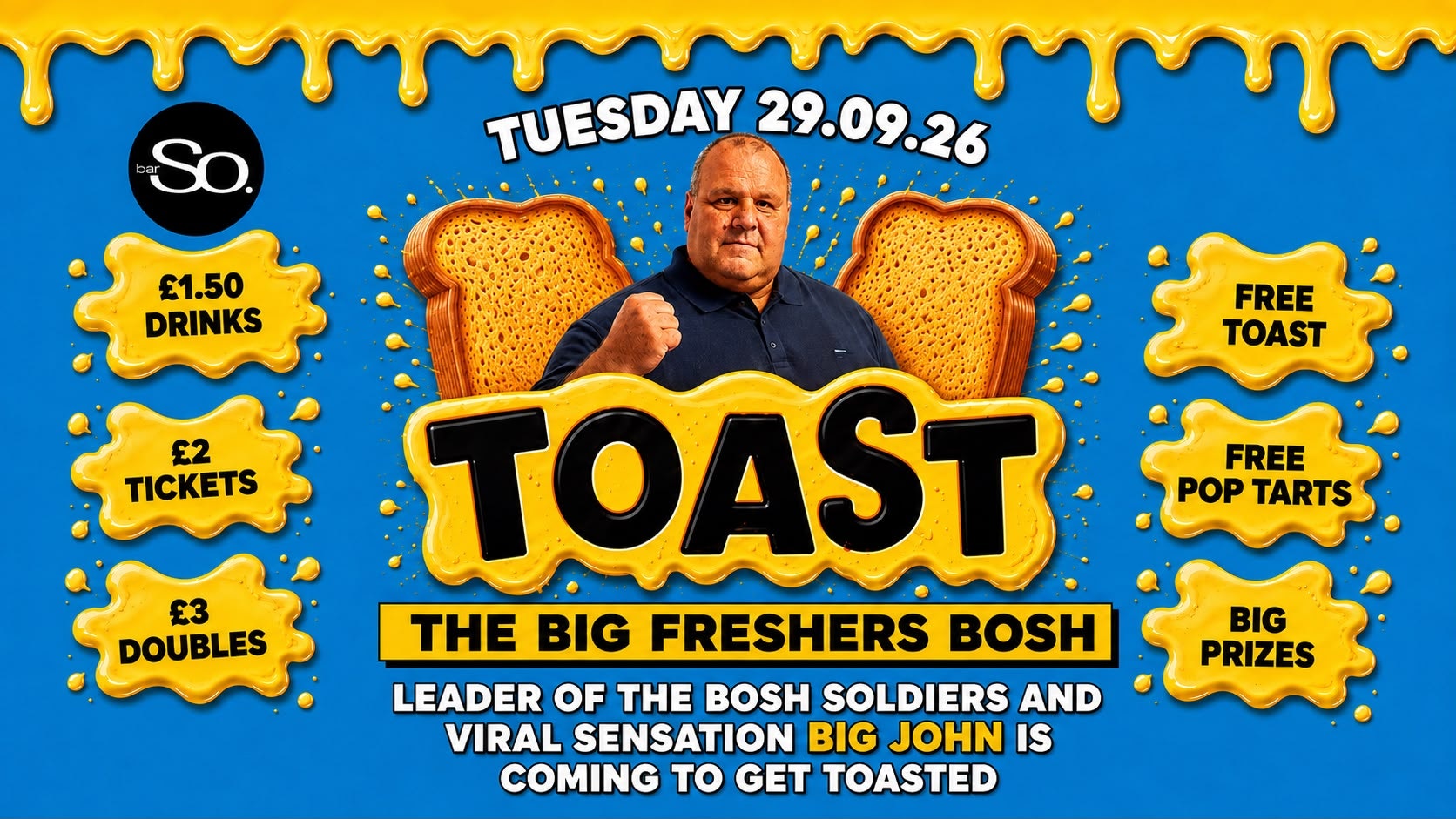 Bournemouth Freshers • TOAST TUESDAYS • BIG JOHN LIVE @Bar So 29.09.26