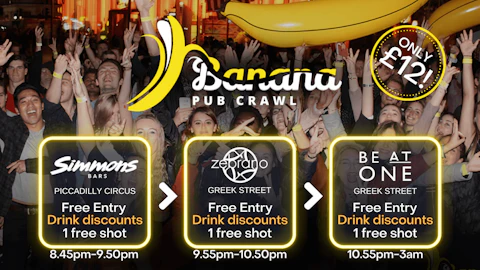 Ending at Be At One - 3 venues - Banana Pub Crawl London