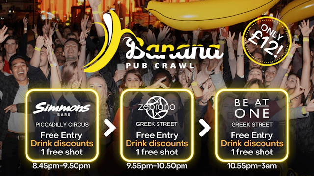 Ending at Be At One - 3 venues - Banana Pub Crawl London