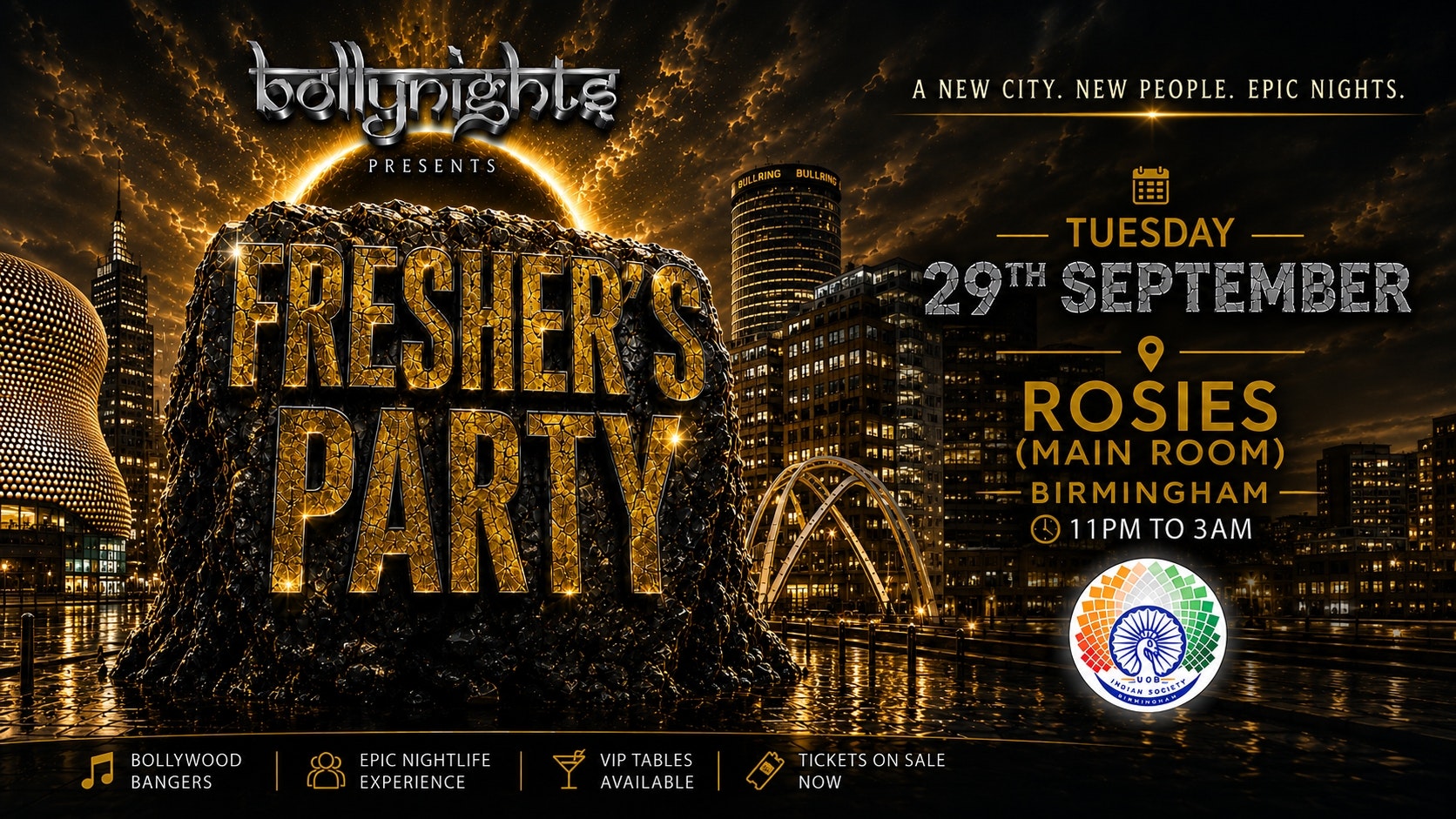 Bollynights Birmingham –FRESHERS WELCOME PARTY | Tuesday 29th September | Rosies Main Room