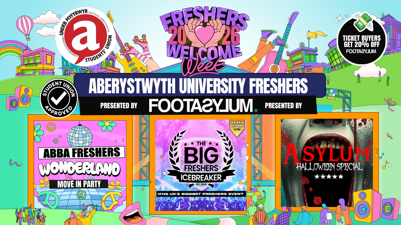 Aberystwyth’s OFFICIAL Freshers Welcome Week 2026 🎓 – Presented by FOOTASYLUM – UK Largest Freshers Events – Sold out 10 years Running 🏆
