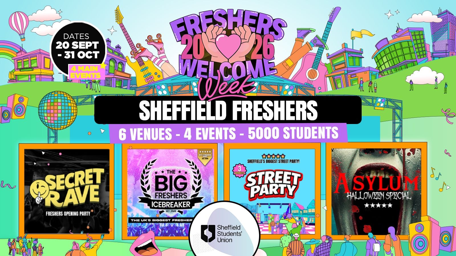 Sheffield Freshers Welcome Week 2026 🎓 –  UK Largest Freshers Events – Sold out 10 years Running 🏆
