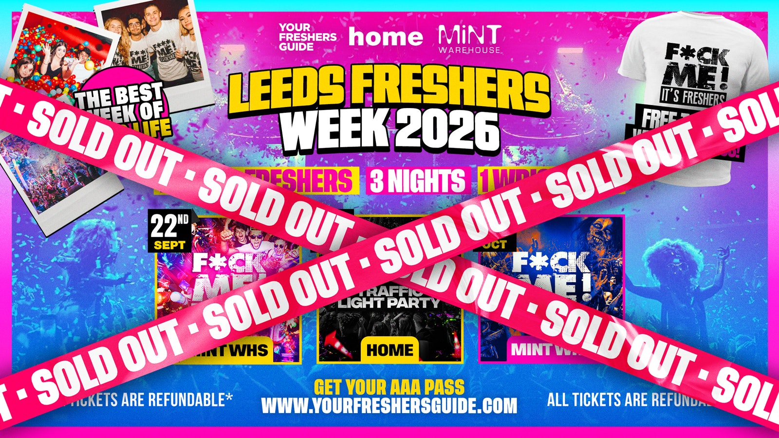 Leeds Freshers Week 2026 – Official Your Freshers Guide | Leeds Freshers 2026 – Free T-Shirt With Every Ticket 👕