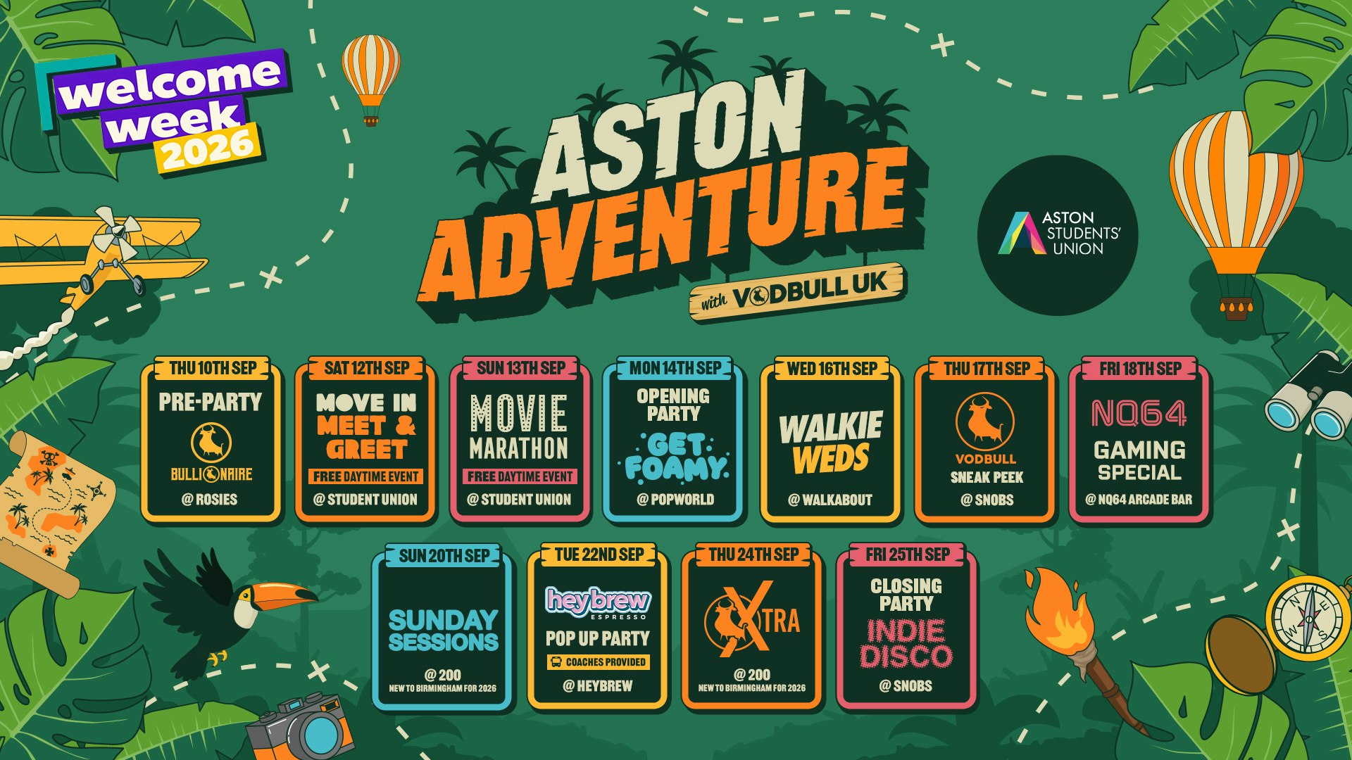 🗺️⭐️ The OFFICIAL Aston Adventure WELCOME WEEK PACK 2026 🧭 ALL STUDENTS, ALL UNIS, WELCOME! Freshers & Returners!!