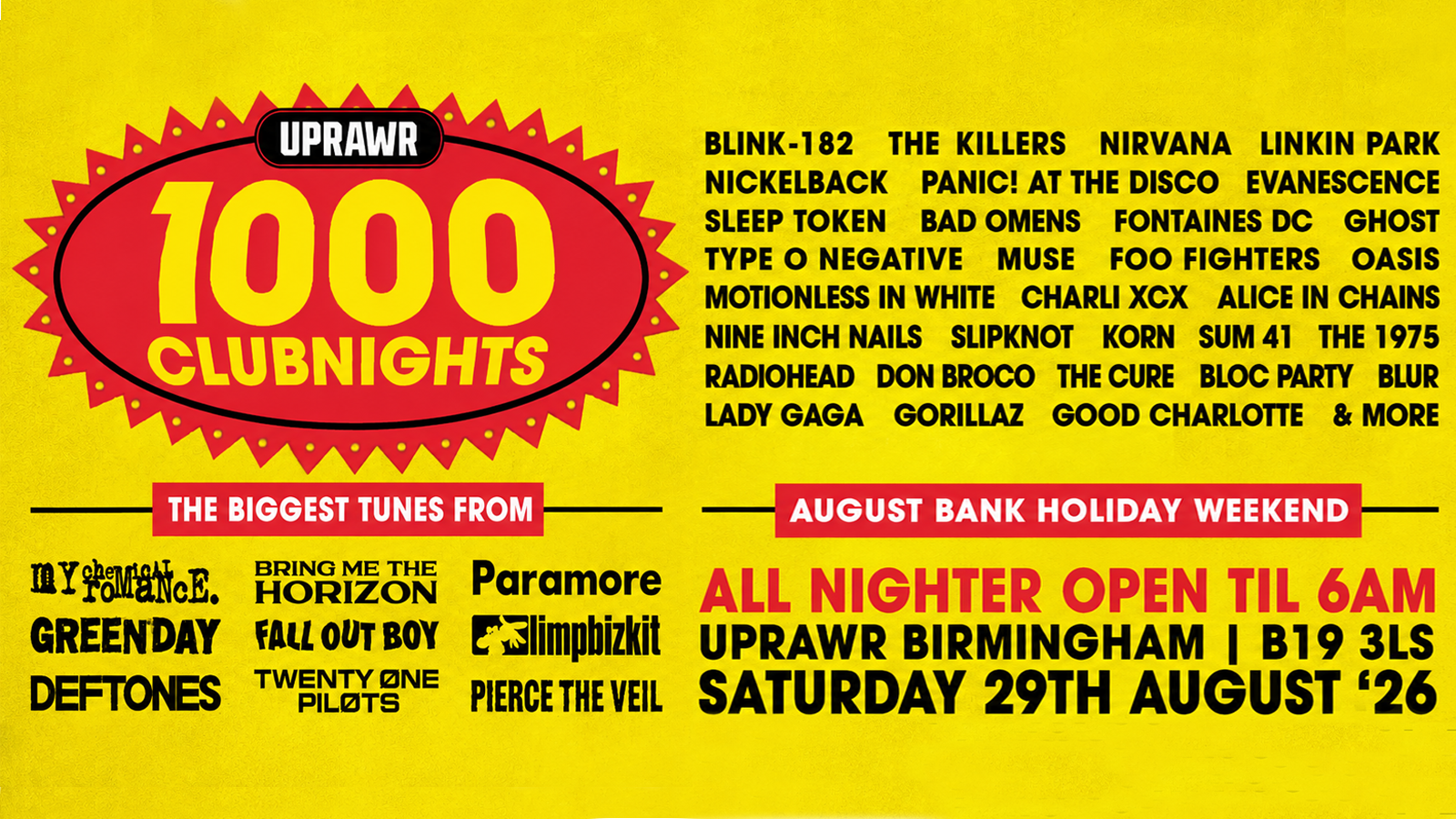 UPRAWR 1000 Clubnights: August Bank Holiday Weekend All Nighter