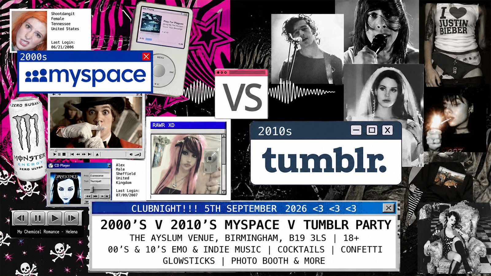 MySpace vs Tumblr: 2000’s & 2010’s Emo and Indie Clubnight 💿🌙