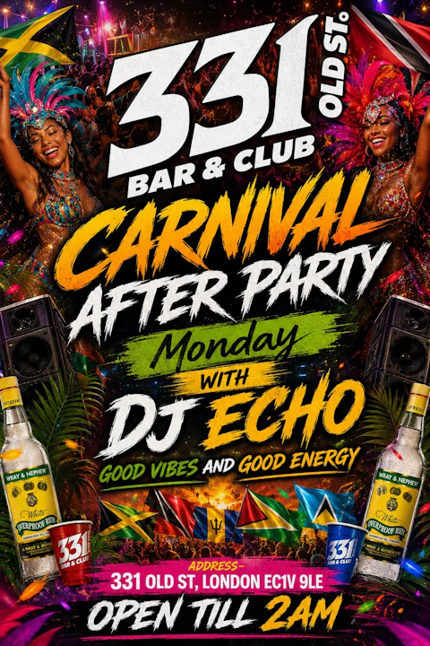 Monday Carnival after Party @331 old street. Open till 2am