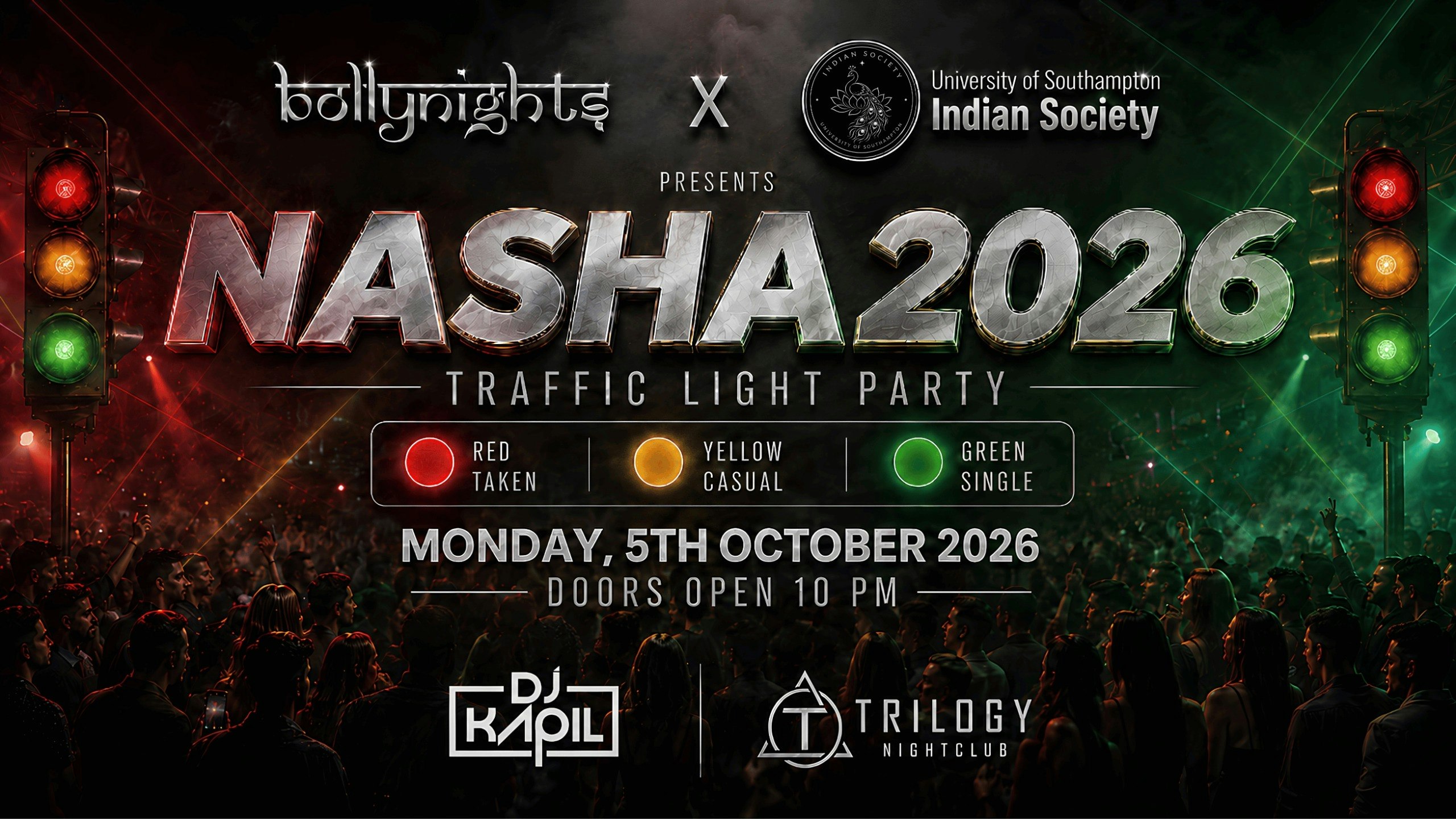 Bollynights Southampton – NASHA 2026 – TRAFFIC LIGHT NEON PARTY