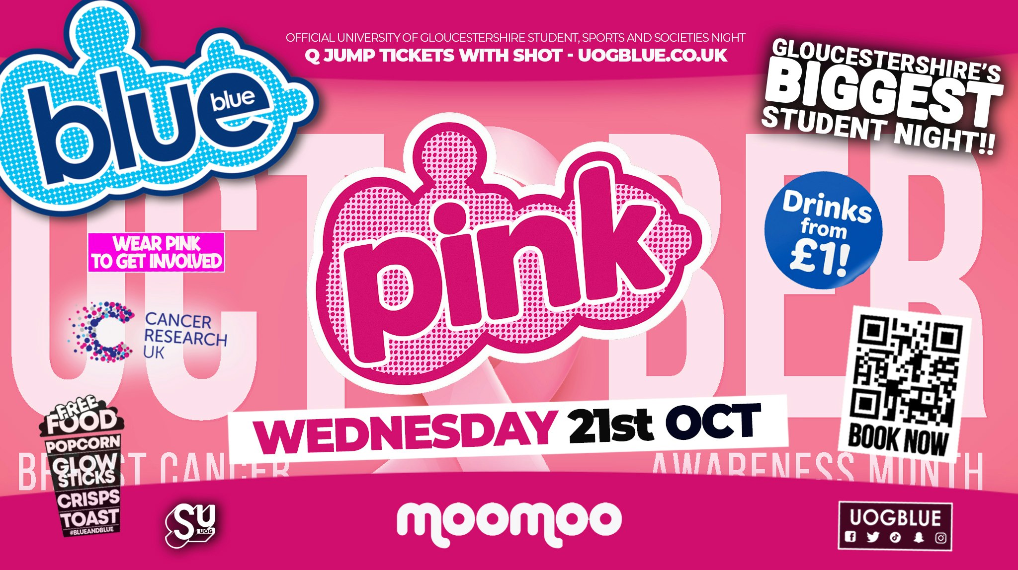 BLUE AND BLUE – 🩷 PINK & PINK 🩷 Gloucestershire’s Biggest Student Night! 🤯