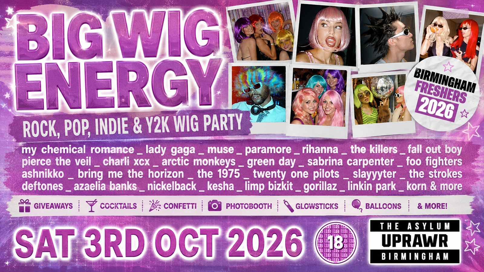 UPRAWR FRESHERS: Big Wig Energy  Y2K Wig Party 👱‍♀️👩‍🎤 2000s Rock, Pop and Indie Clubnight 💅 Freshers 2026