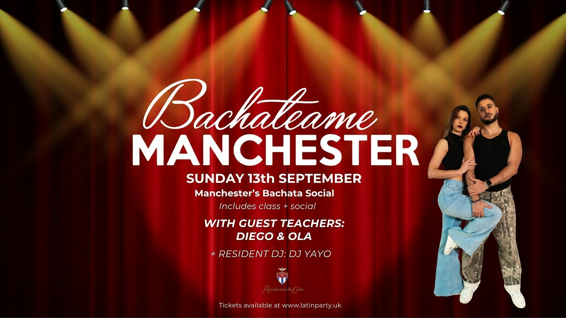 Bachateame Manchester with Diego and Ola  – Sunday 13th September | Revolution de Cuba