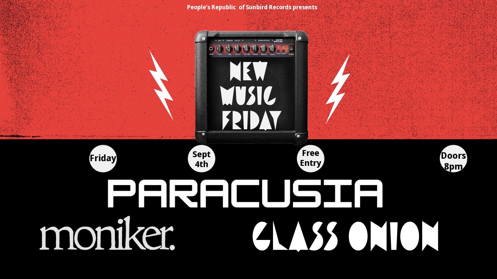 Paracusia + Moniker + Glass Onion – Friday 4th September 2026 | Sunbird Records, Darwen