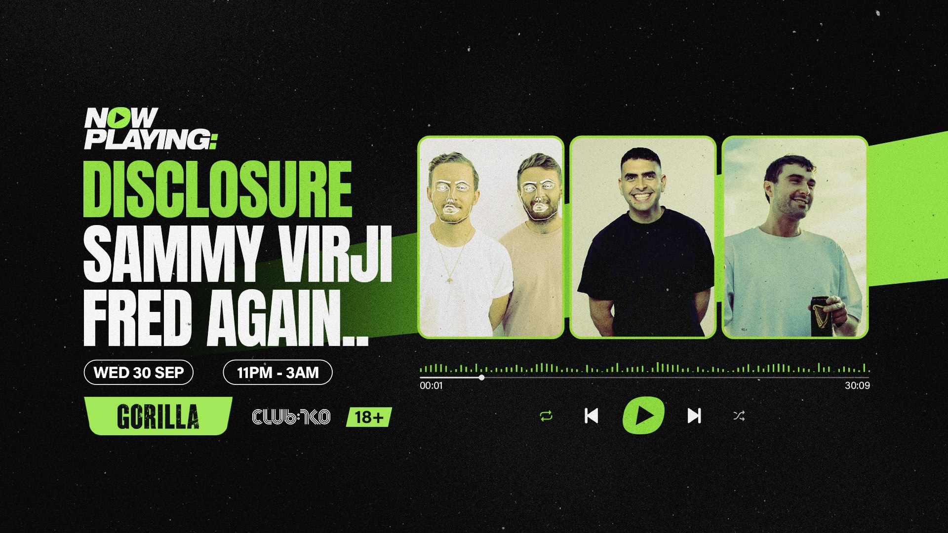 NOW PLAYING: Disclosure, Sammy Virji & Fred again..