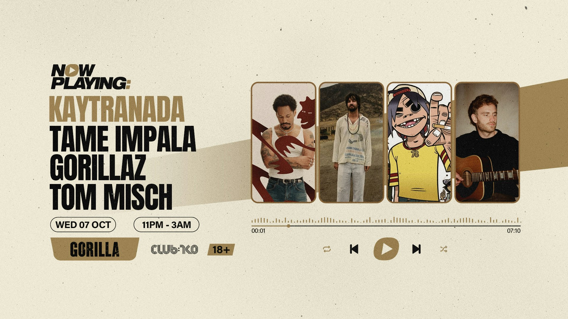 NOW PLAYING: Kaytranada, Tame Impala, Gorillaz & Tom Misch
