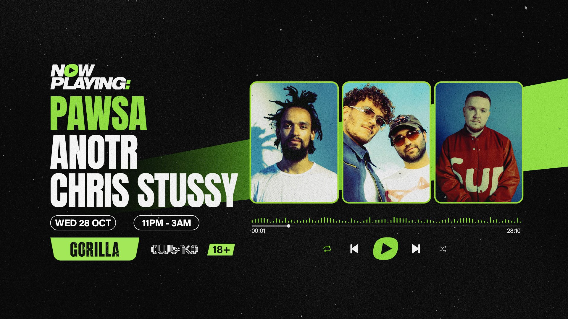 NOW PLAYING: PAWSA, ANOTR & Chris Stussy