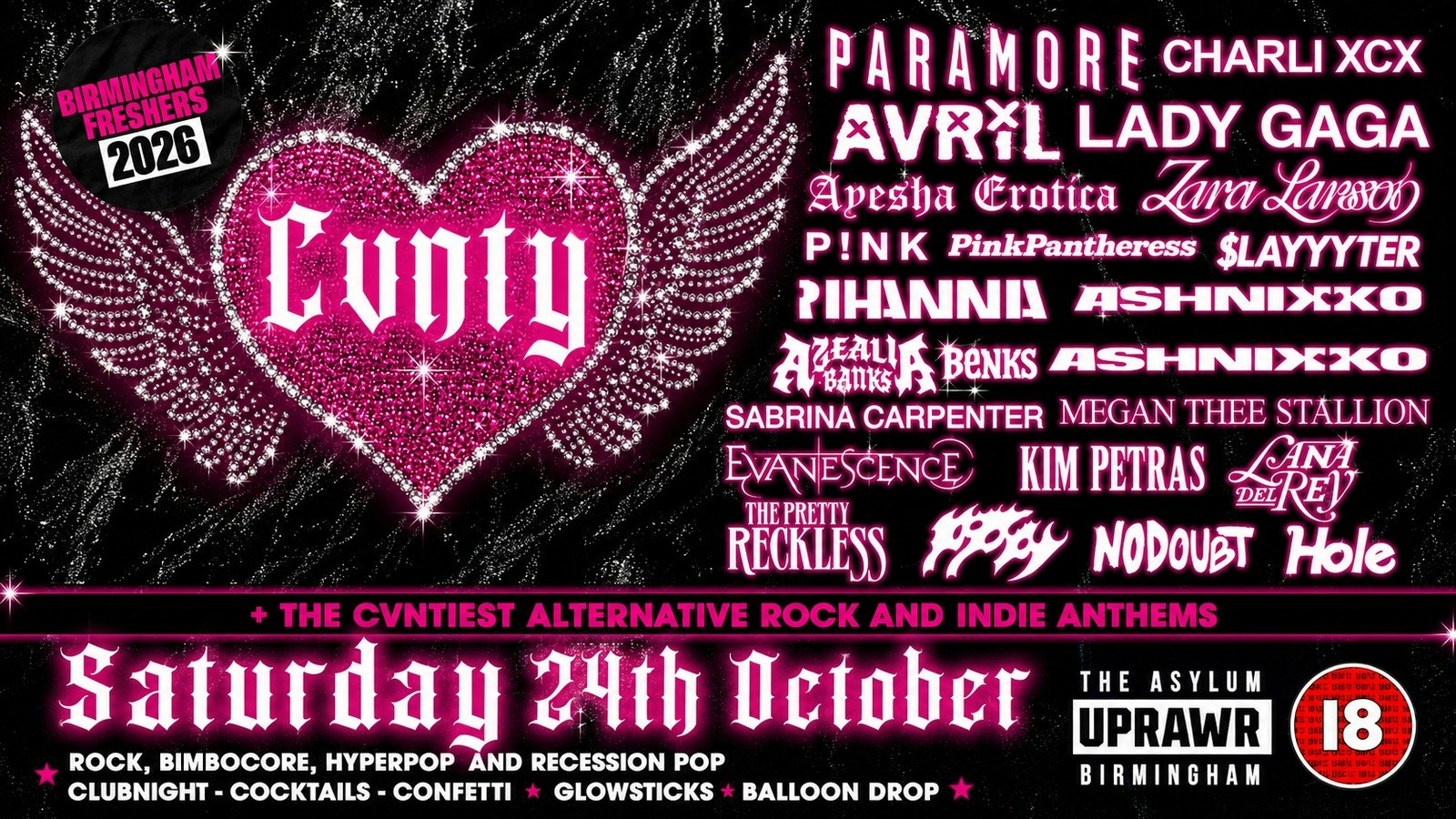 CVNTY 💅💄 Girly Pop, Rock, Bimbocore and Hyper Pop Clubnight 👠 Freshers 2026 🦋