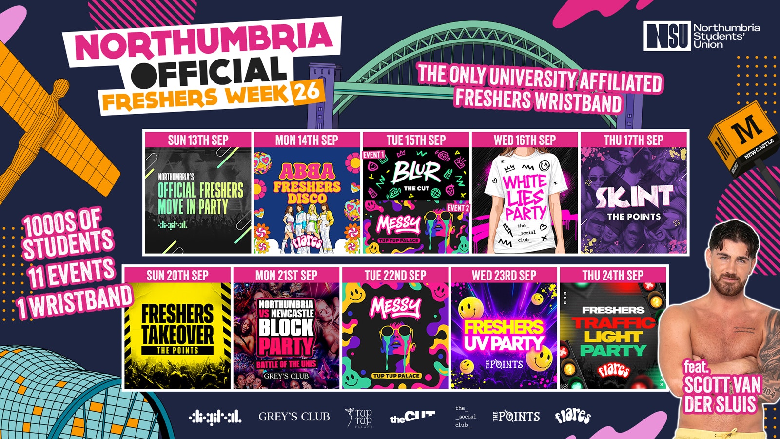 THE OFFICIAL NORTHUMBRIA UNIVERSITY FRESHERS WRISTBAND – INCLUDES MOVE IN WEEK + FRESHERS WEEK! ⚡️ 2 WEEKS FOR THE PRICE OF 1! ⚡️