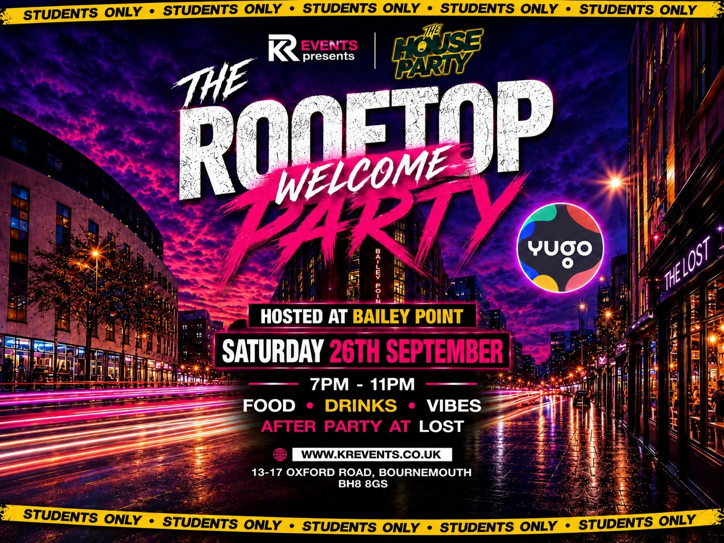Bailey Point’s Rooftop Welcome House 🏠 Party (students living at Bailey Point only event)