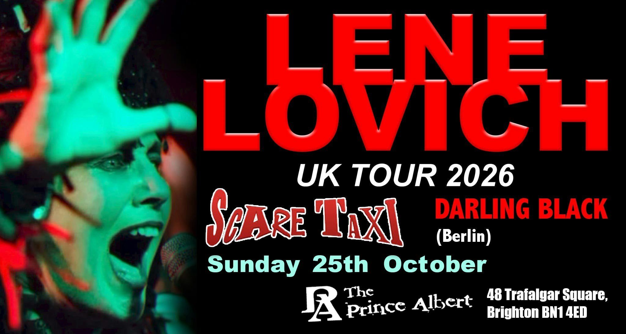 LENE LOVICH UK 2026 TOUR BRIGHTON + SCARE TAXI & DARLING BLACK ( Berlin)