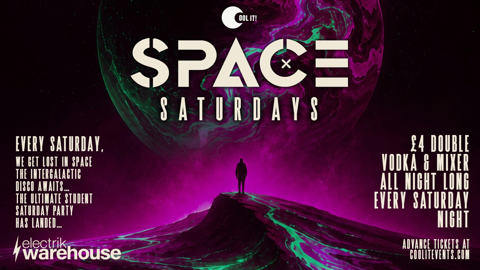 🪩 👾 SPACE SATURDAYS 👾 🪩 ‼️£4 DOUBLE VODKA & MIXER ‼️ STUDENT SATURDAYS @ Electrik WAREHOUSE